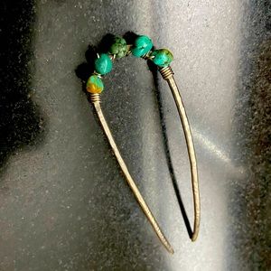 Silver and turquoise hairpin